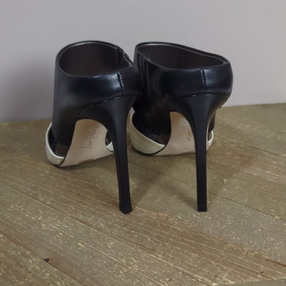 Monroe Heel in Snow White & Black Sam Edelman snakeskin stiletto size 5.5 - Picture 8 of 9
